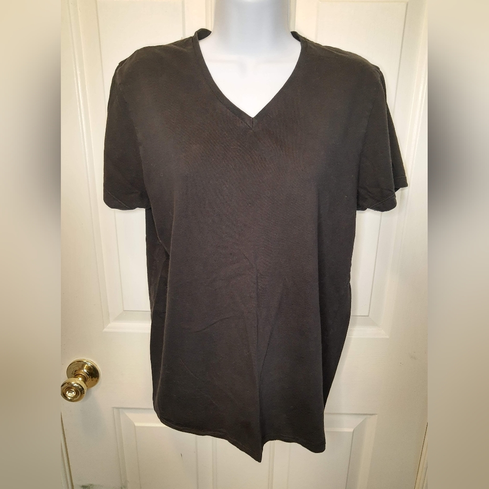 Women's Black V-Neck T-shirt. Size Small. Made by Primark